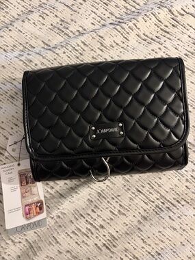 Joan & David Quilted Black Hanging Toiletry Case